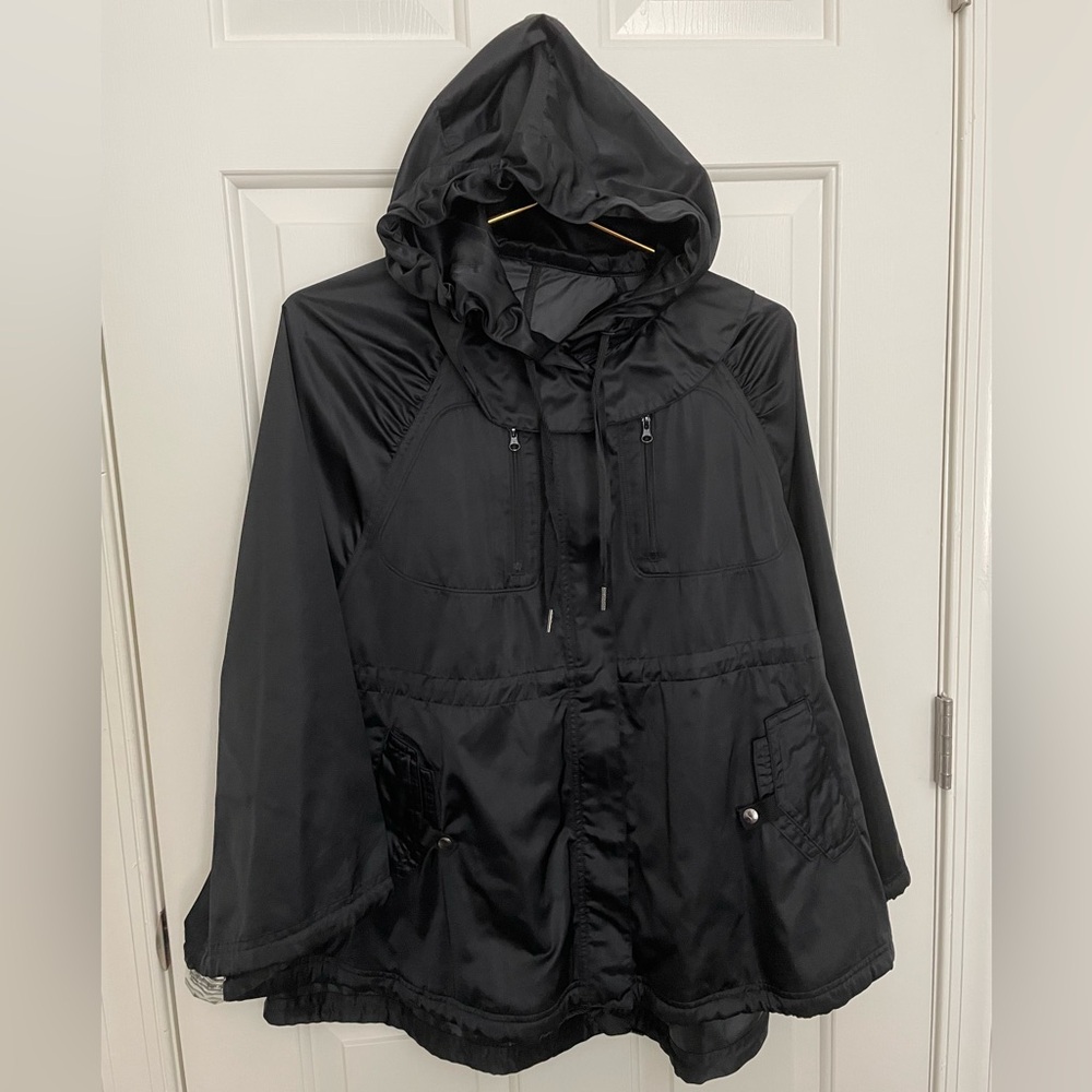 Lululemon Black Satin Wanderful Capelet Rain Poncho